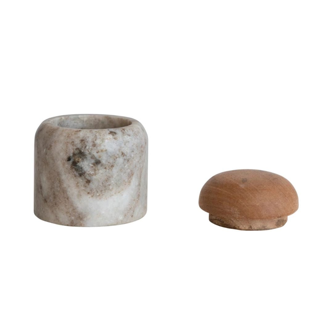 Marble Container with Wood Lid - Kitchen & Dining - Hello Norden