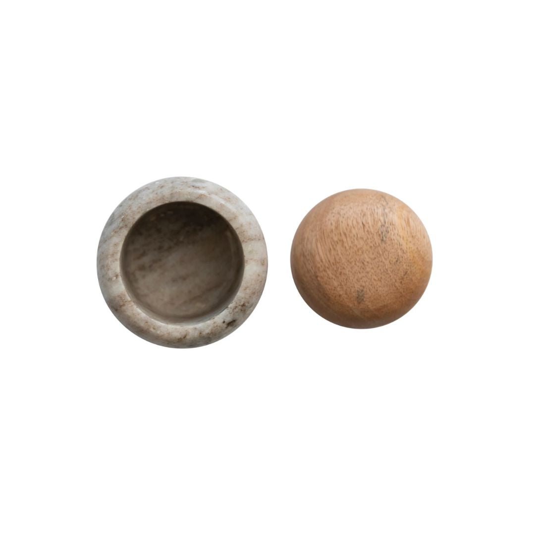 Marble Container with Wood Lid - Kitchen & Dining - Hello Norden
