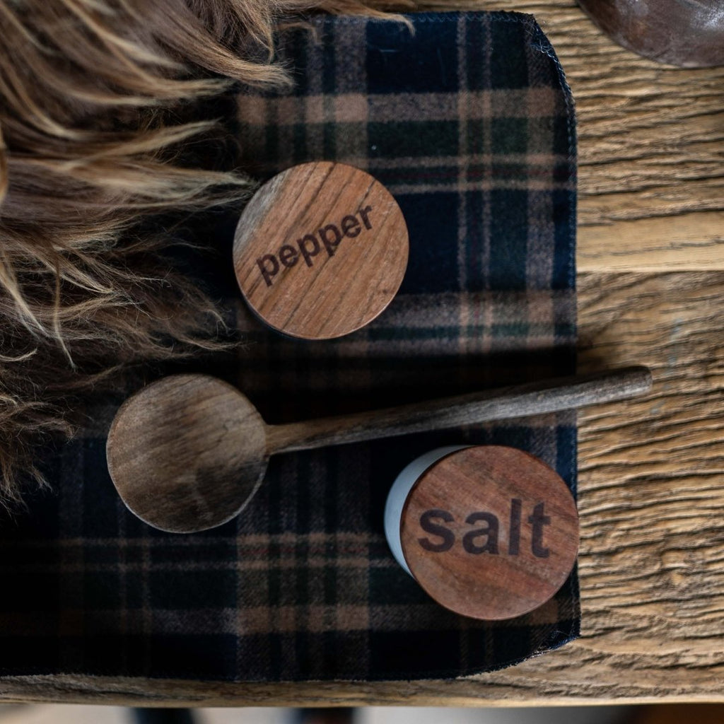 Marble Salt & Pepper Containers w/ Wood Lids - Dinnerware - Hello Norden