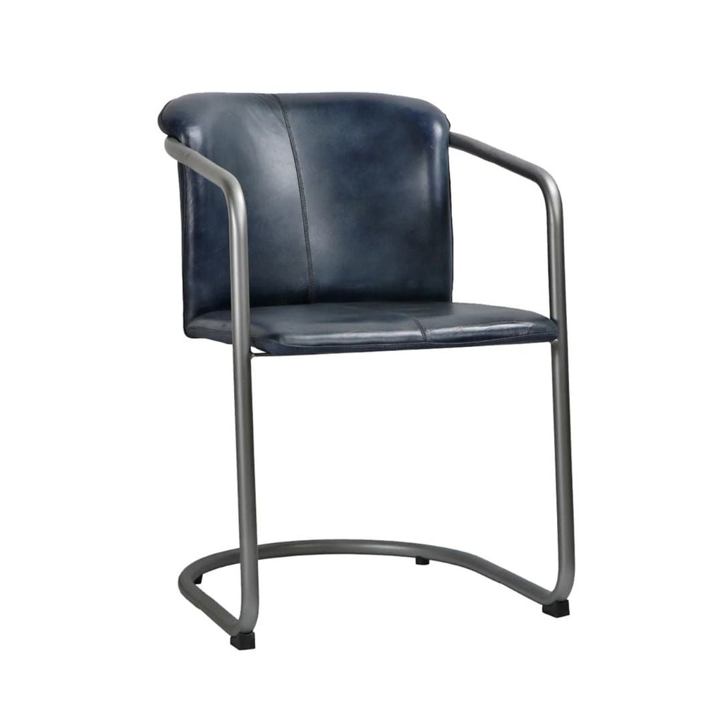 Mikkel Blue Leather Accent Chair - Dining Chairs - Hello Norden