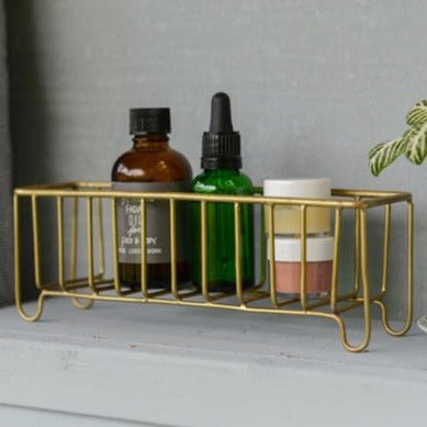 Narrow Brass Wire Basket - Baskets & Storage - Hello Norden