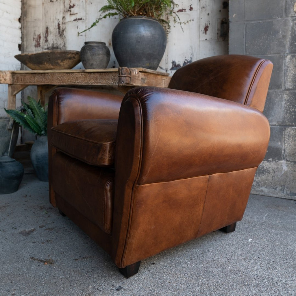 Oscar Leather Club Chair - Arm Chairs, Recliners & Sleeper Chairs - Hello Norden