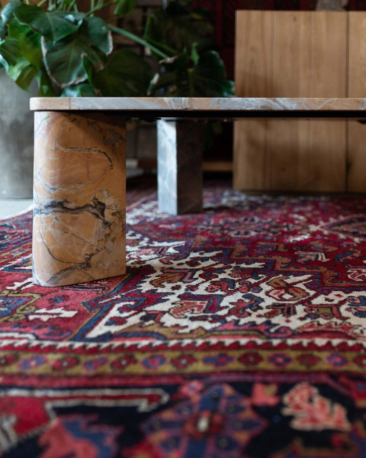 Light Brown Pink and Grey Marble Coffee Table