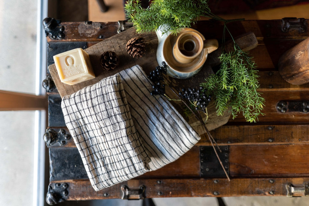 Stripe & Grid : 2 Kitchen Towels & All Natural Soap Gift Set - Custom Bundle - Hello Norden