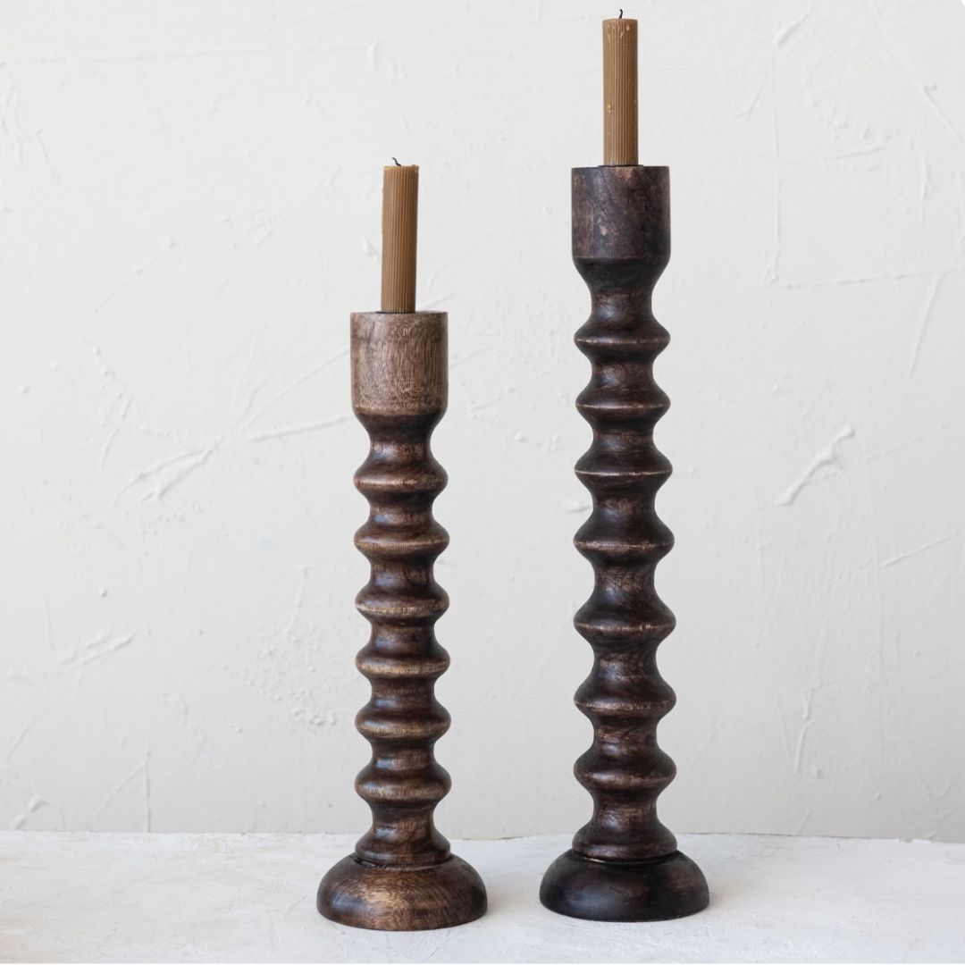 Wooden Taper Candle Holder Walnut Finish - Candle Holders - Hello Norden